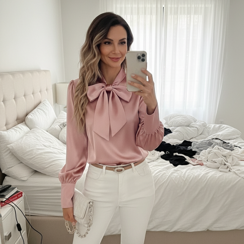 Women's Blouse with Elegant Bow Design