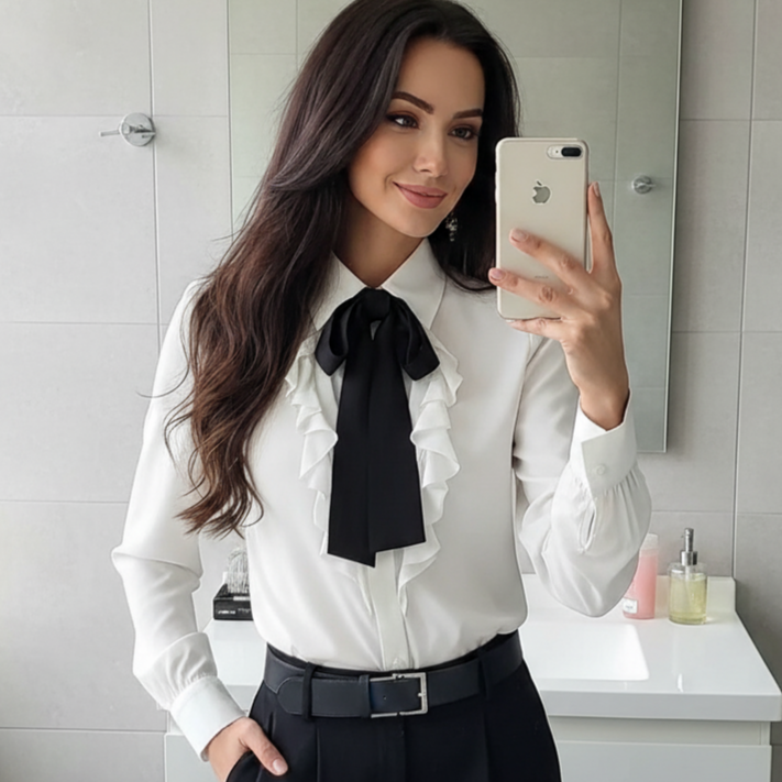 Women's Elegant Blouse with Chic Bow Detail