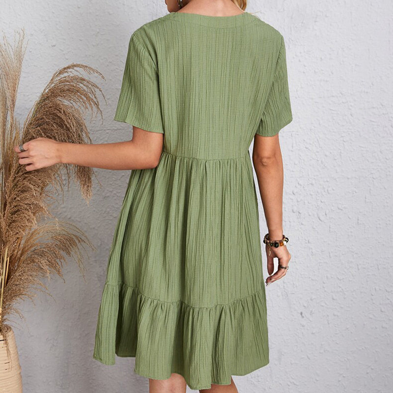 Vestido Boho Elegante para Mujer con Mangas Cortas