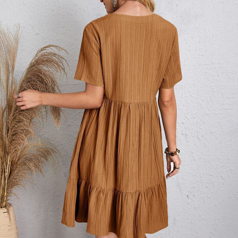 Vestido Boho Elegante para Mujer con Mangas Cortas