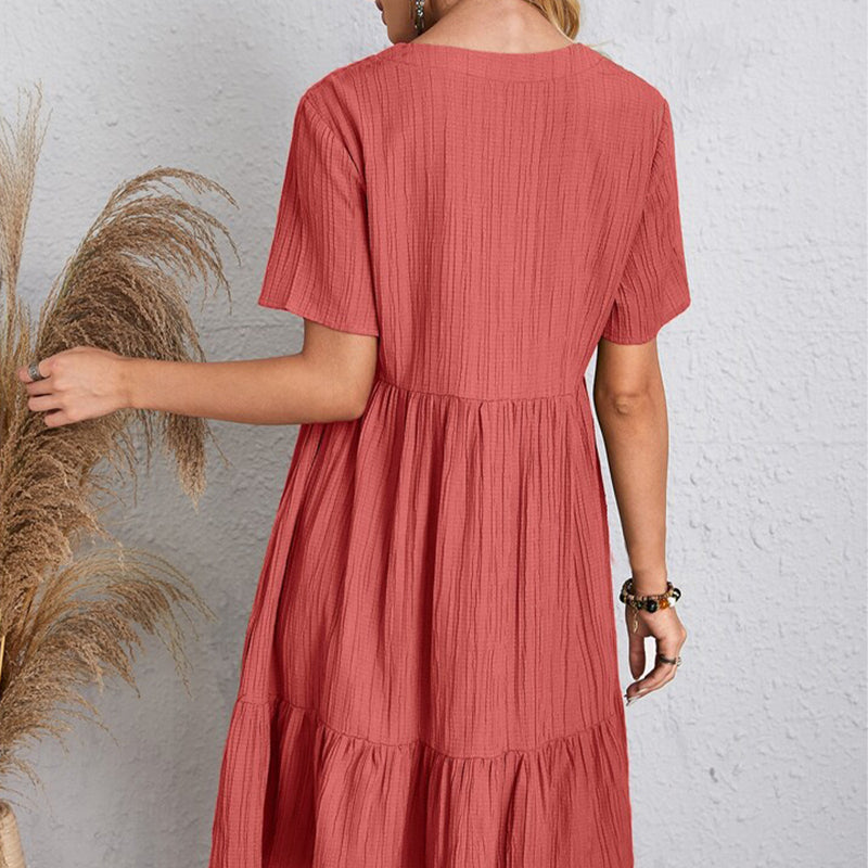 Vestido Boho Elegante para Mujer con Mangas Cortas