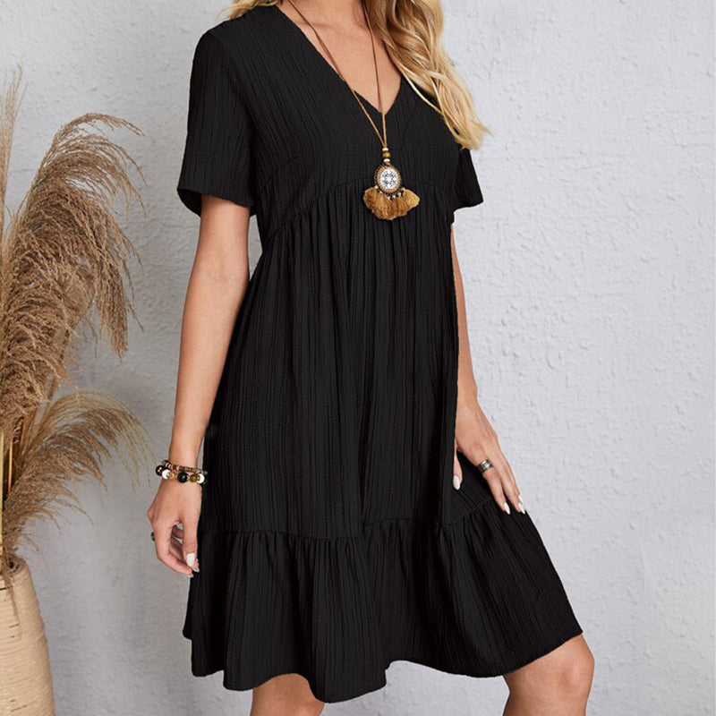 Vestido Boho Elegante para Mujer con Mangas Cortas