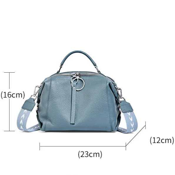 Zency Elegant Genuine Leather Handbag Women Shoulder Bag Large Capacity Simple Medium Tote Bag Crossbody Bag With Two Straps