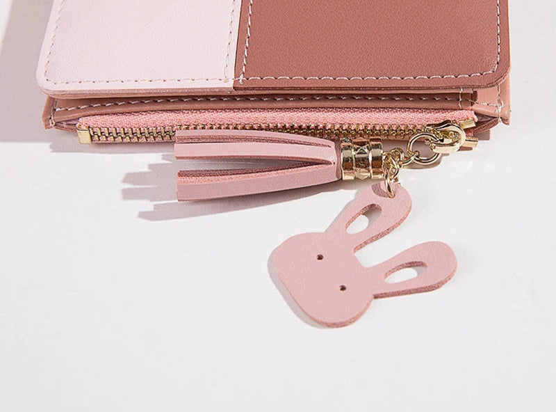 Cartera de mujer de cuero PU, cartera de mujer hecha de cuero, monederos para mujer, tarjetero, monederos portátiles plegables para mujer