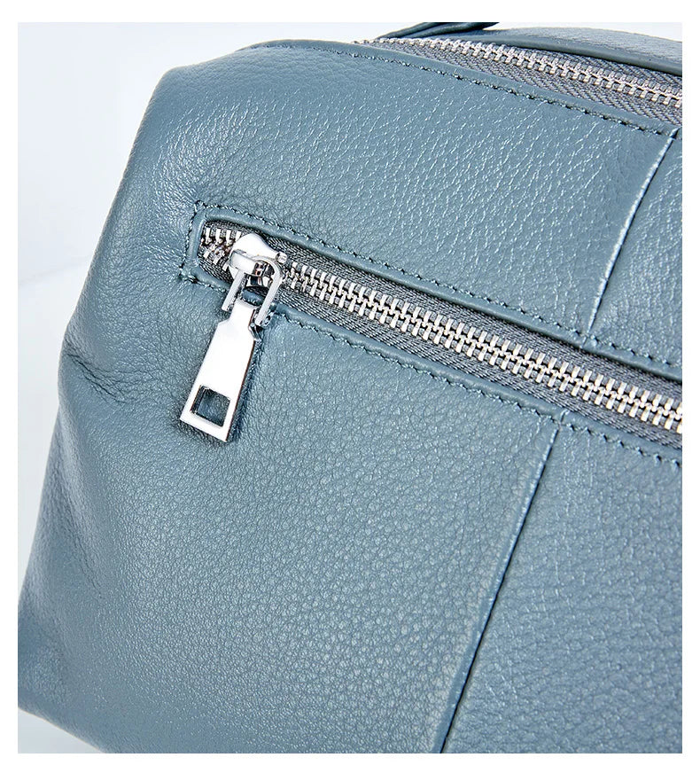 Zency Elegant Genuine Leather Handbag Women Shoulder Bag Large Capacity Simple Medium Tote Bag Crossbody Bag With Two Straps