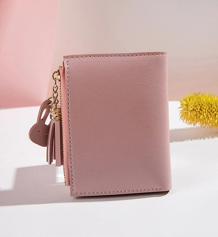 Cartera de mujer de cuero PU, cartera de mujer hecha de cuero, monederos para mujer, tarjetero, monederos portátiles plegables para mujer