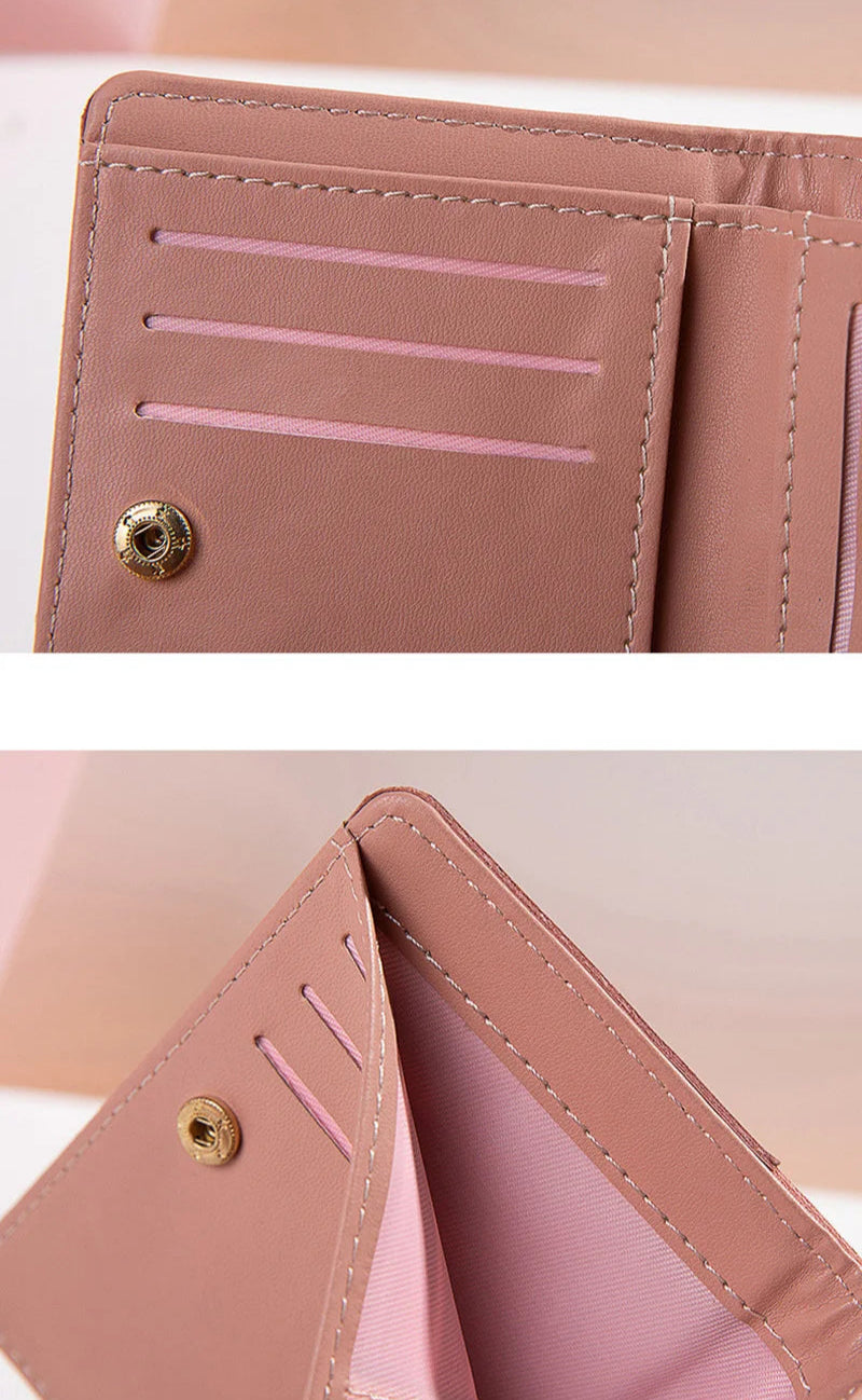 Cartera de mujer de cuero PU, cartera de mujer hecha de cuero, monederos para mujer, tarjetero, monederos portátiles plegables para mujer