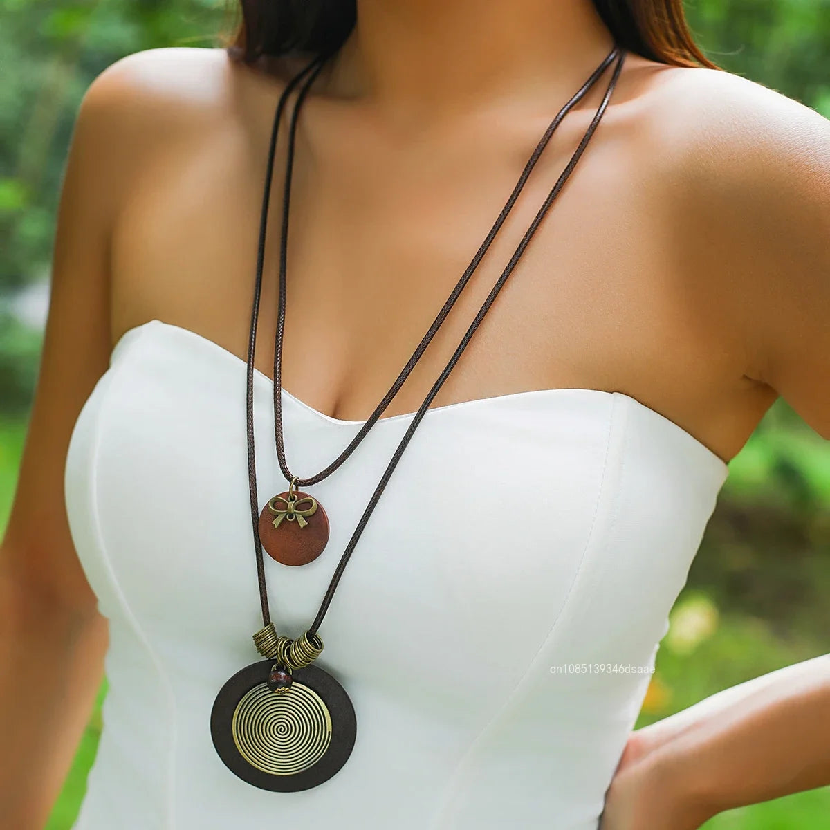 Vintage Rope Chains with Big Round Pendants Necklace for Women Female Exaggerated Large Accessories on Neck 2025 Fashion Jewelry