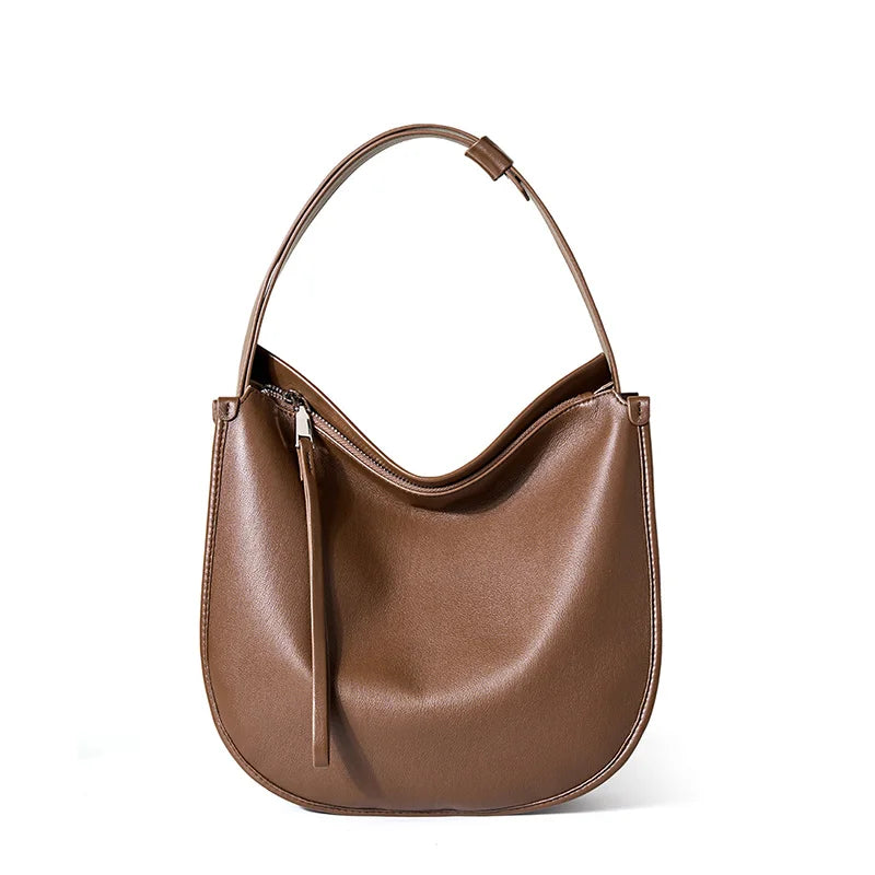 Zency Women Large Brown Bag Soft Leather Fashion Girls Handbag Luxury Designer Shoulder Large Capacity Hobo Bag Satchel 2025