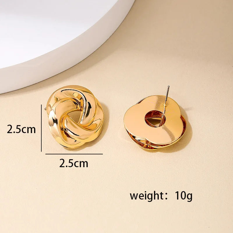 New Big Metal Dangle Earrings for Women Gold Color Spiral Exaggerated Drop Earrings Heavy Ear Jewelry oorbellen voor vrouwen