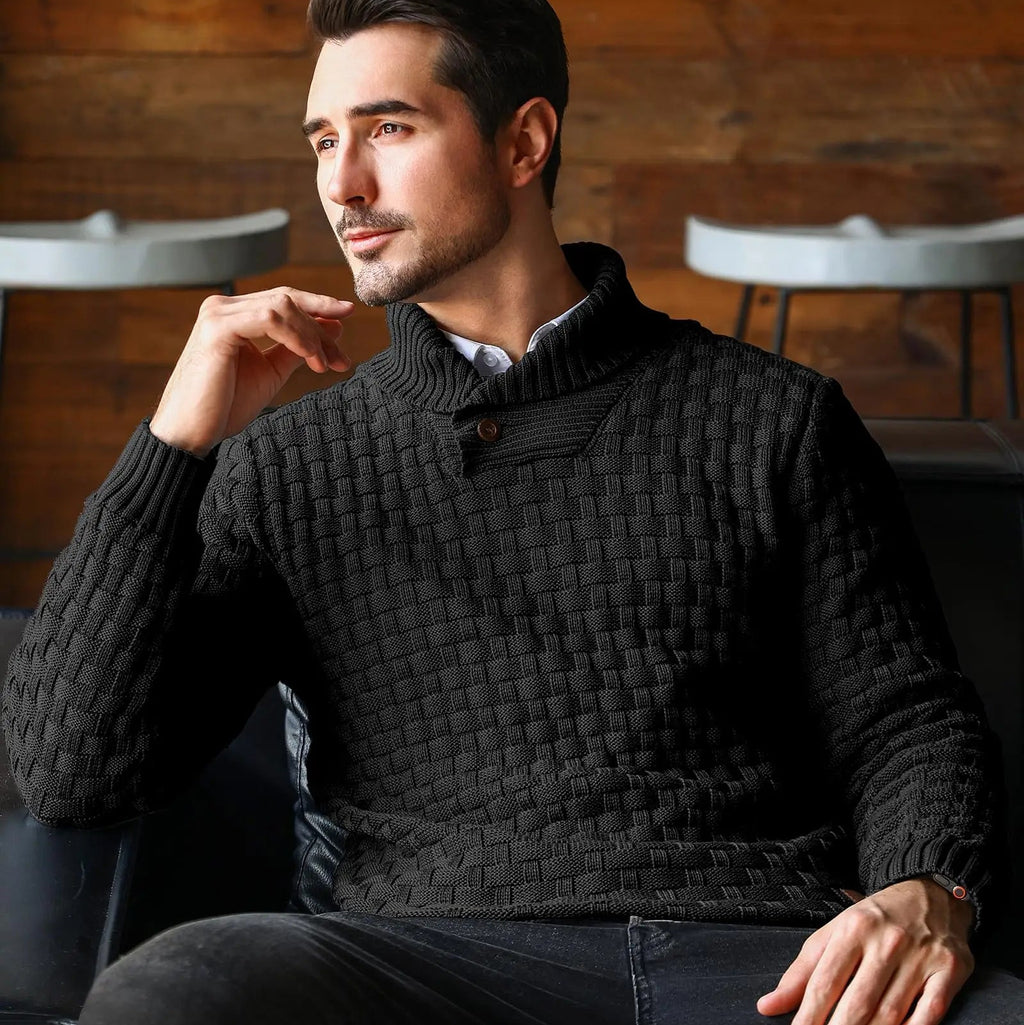 Men’s Sweater Winter Knitted Crew Neck Warm Soft Long Sleeve Pullover Textured Ribbed Edge Comfortable High Quality Top US Size