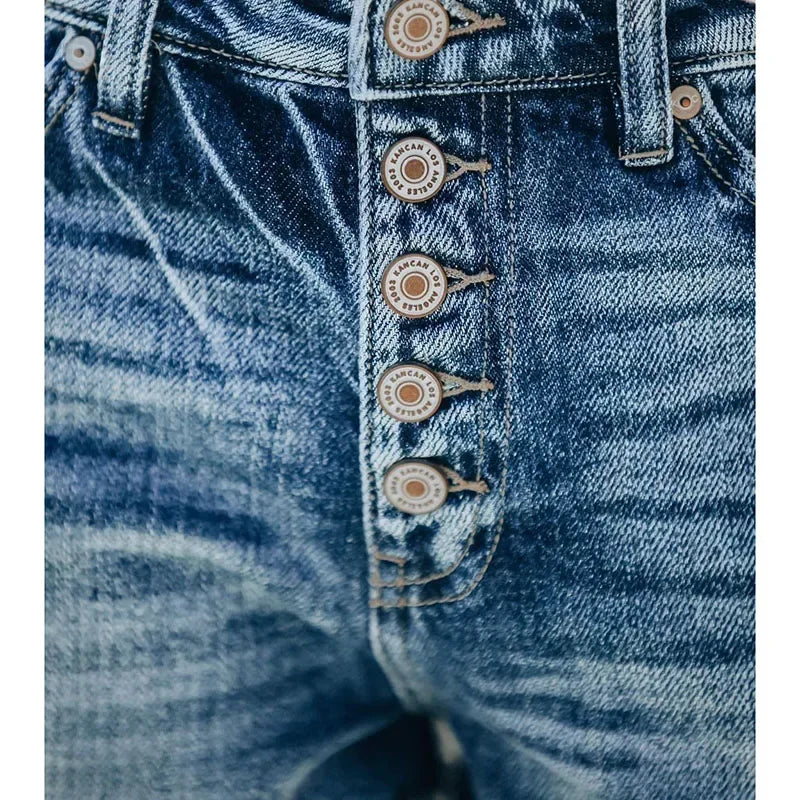 Pantalones cortos adelgazantes de estilo americano versátiles de alta calidad para mujer, pantalones vaqueros para mujer, pantalones cortos con botones perforados, pantalones cortos vaqueros con bordes enrollados para niñas