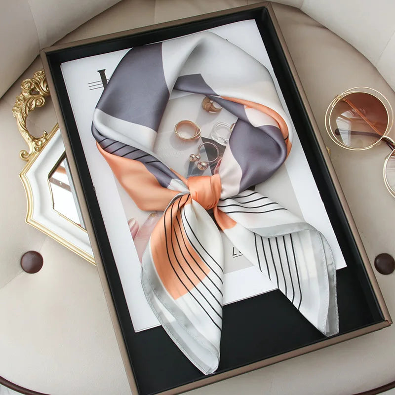 Luxury Brand Horse Print Skinny Silk Square Scarf For Women Soft Satin Neckerchief Scarves Bag Ribbon Female Foulard Hairband