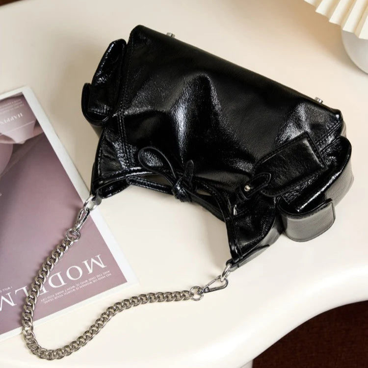 Zency Stylish Soft Leather Top-handle Bag Chain Handbag For Women Bag Black Beige Crossbody Sac Underarm Bags