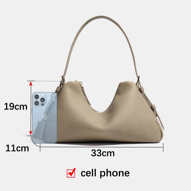Zency Genuine Leather Satchel Bags For Women Simple Fashion Ladies Underarm Handbag Large Capacity Shoulder Bag 2025 New