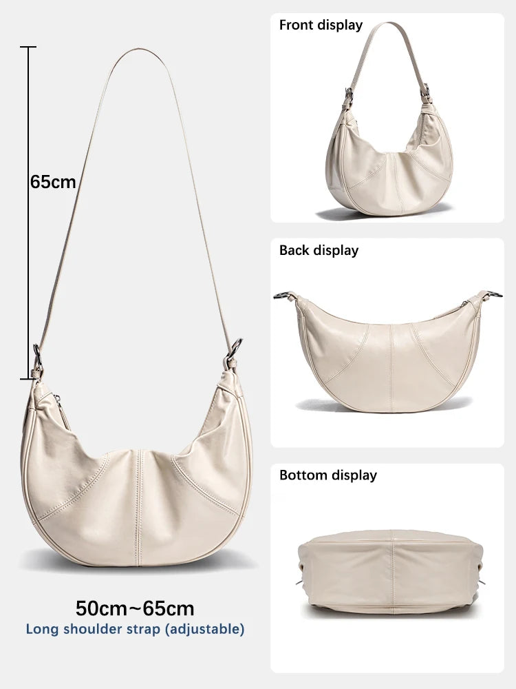 Zency Women Genuine Leather Hobo Bags Shoulder Crossbody Large Capacity Handbag With Two Straps Zip Pockets 2024