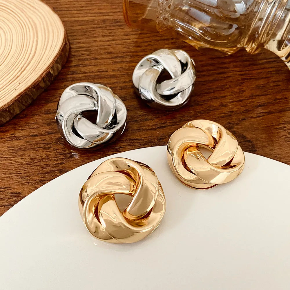 New Big Metal Dangle Earrings for Women Gold Color Spiral Exaggerated Drop Earrings Heavy Ear Jewelry oorbellen voor vrouwen