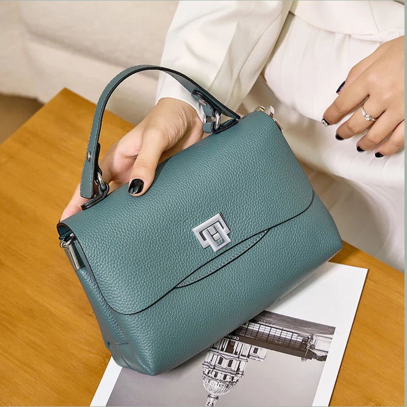 Zency Women Genuine Leather Top-handle Bag Envelope Bags Luxury Designer Shoulder Handbag Ladies Elegant Crossbody For Ladies