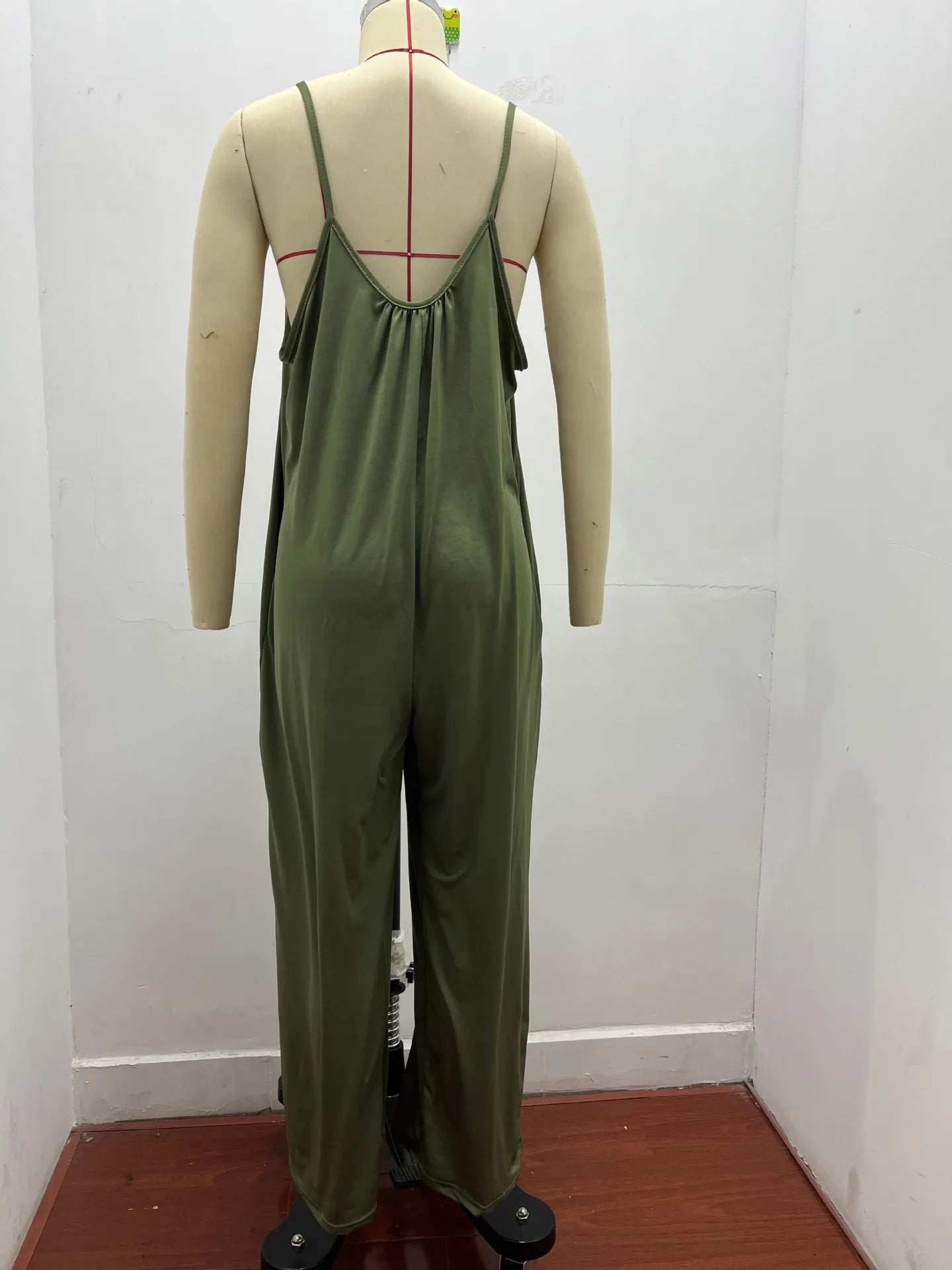 Mono de camisola para mujer, peto holgado informal con bolsillo de Color liso, rojo sin mangas, Sexy, versátil, novedad de verano 2024