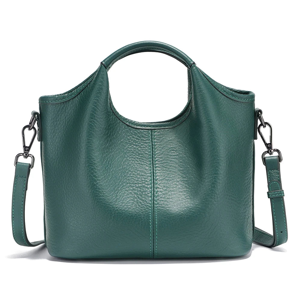 Zency Vintage Leather Shoulder Bag for Women Small Designer Khaki Tote Crossbody Hobo Handbag Large Capacity for Shopper