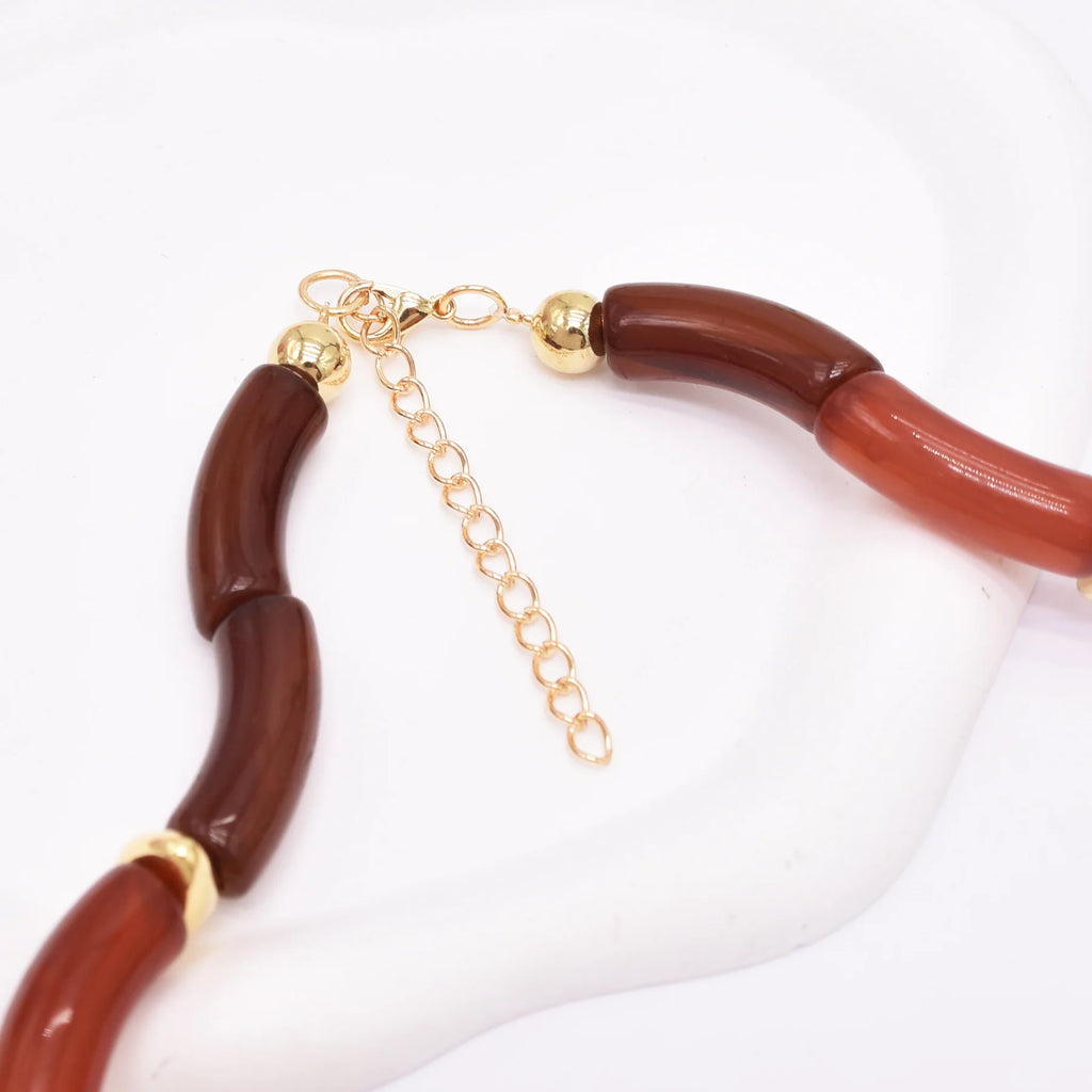 Irregular Bamboo Joint Double Layered Choker Necklace European American Luxury Texture Golden Alloy Stacked Jewelry Accessory