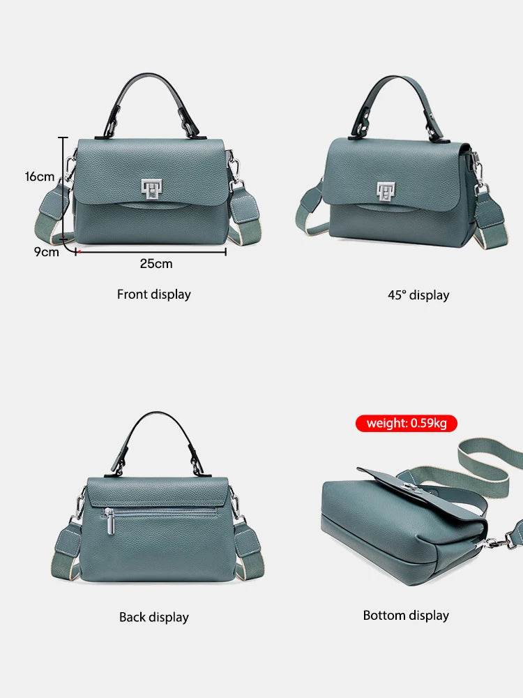Zency Women Genuine Leather Top-handle Bag Envelope Bags Luxury Designer Shoulder Handbag Ladies Elegant Crossbody For Ladies