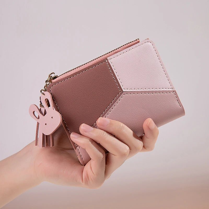 Cartera de mujer de cuero PU, cartera de mujer hecha de cuero, monederos para mujer, tarjetero, monederos portátiles plegables para mujer