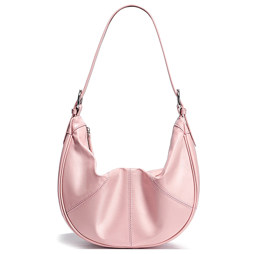 Zency Women Genuine Leather Hobo Bags Shoulder Crossbody Large Capacity Handbag With Two Straps Zip Pockets 2024