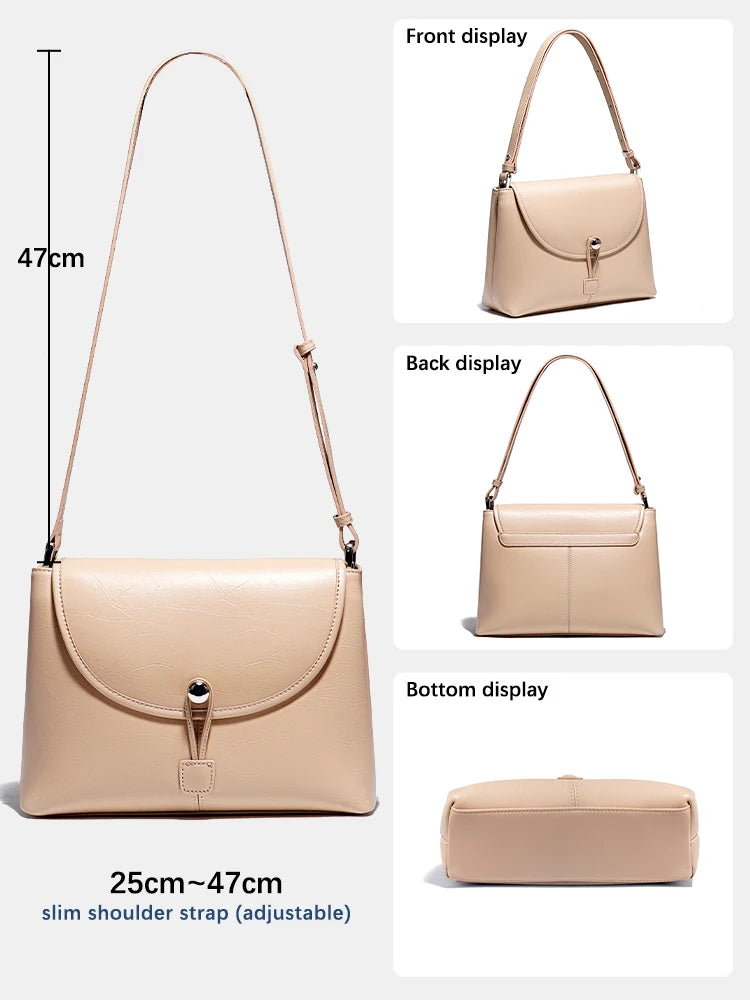 Zency 2025 Women's Soft Leather Handbag Large Pocket Tote Bag Shoulder Crossbody Luxury Bag Gift Lady Underarm Bag Adjustable