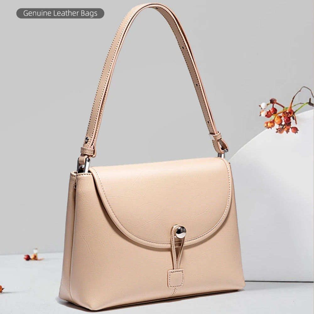 Zency 2025 Women's Soft Leather Handbag Large Pocket Tote Bag Shoulder Crossbody Luxury Bag Gift Lady Underarm Bag Adjustable