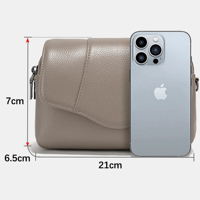 Zency Retro Genuine Leather Shell Bag for Women Simple Multi-compartment Shoulder Handbag Satchel Ladies Fashion Crossbody Bag