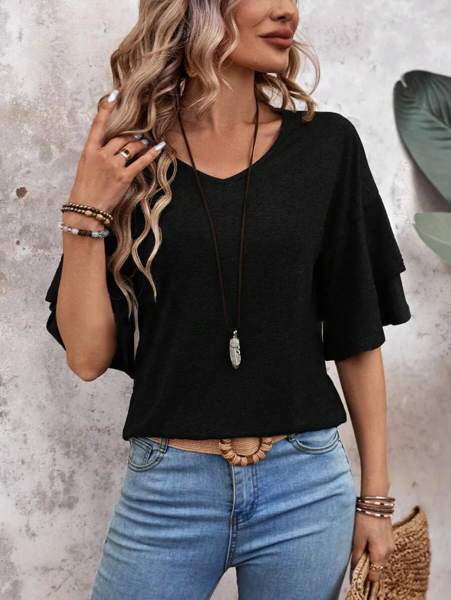 Solid Casual Loose Blouses For Women Fashion 2025 Summer Vintage Women's Oversized Shirts And Blouses Elegant Youth Female Tops