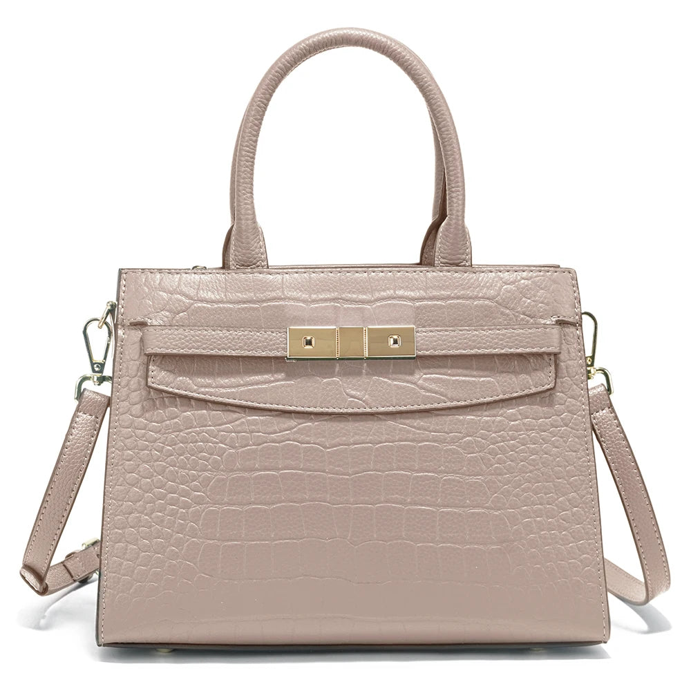 Zency Cowhide High Quality Ladies Handbags Genuine Leather Top-handle Bag For Work Luxury Designer Brand Crossbody Mom Bag