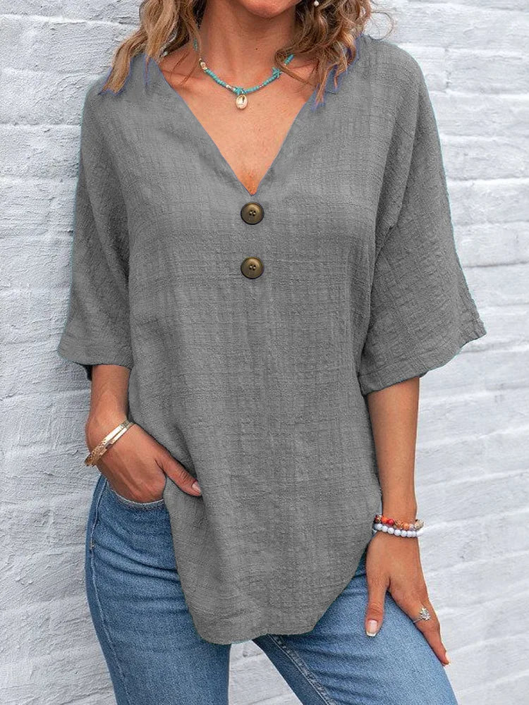 Blusa Femenina Elegante con Botones