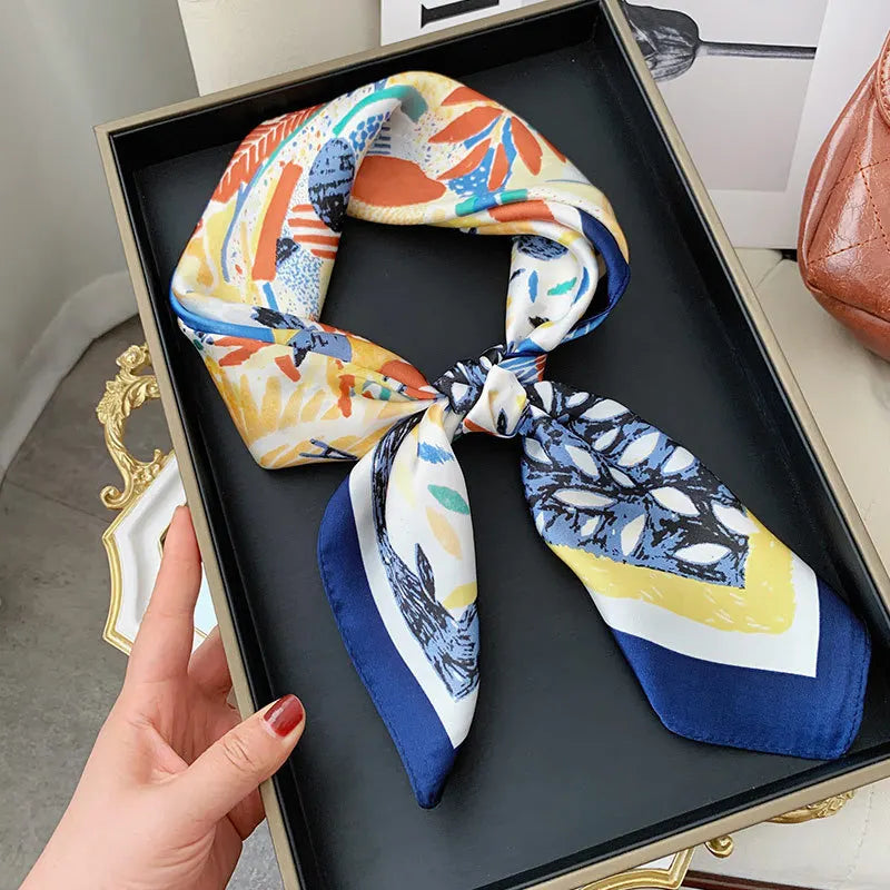 Luxury Brand Horse Print Skinny Silk Square Scarf For Women Soft Satin Neckerchief Scarves Bag Ribbon Female Foulard Hairband