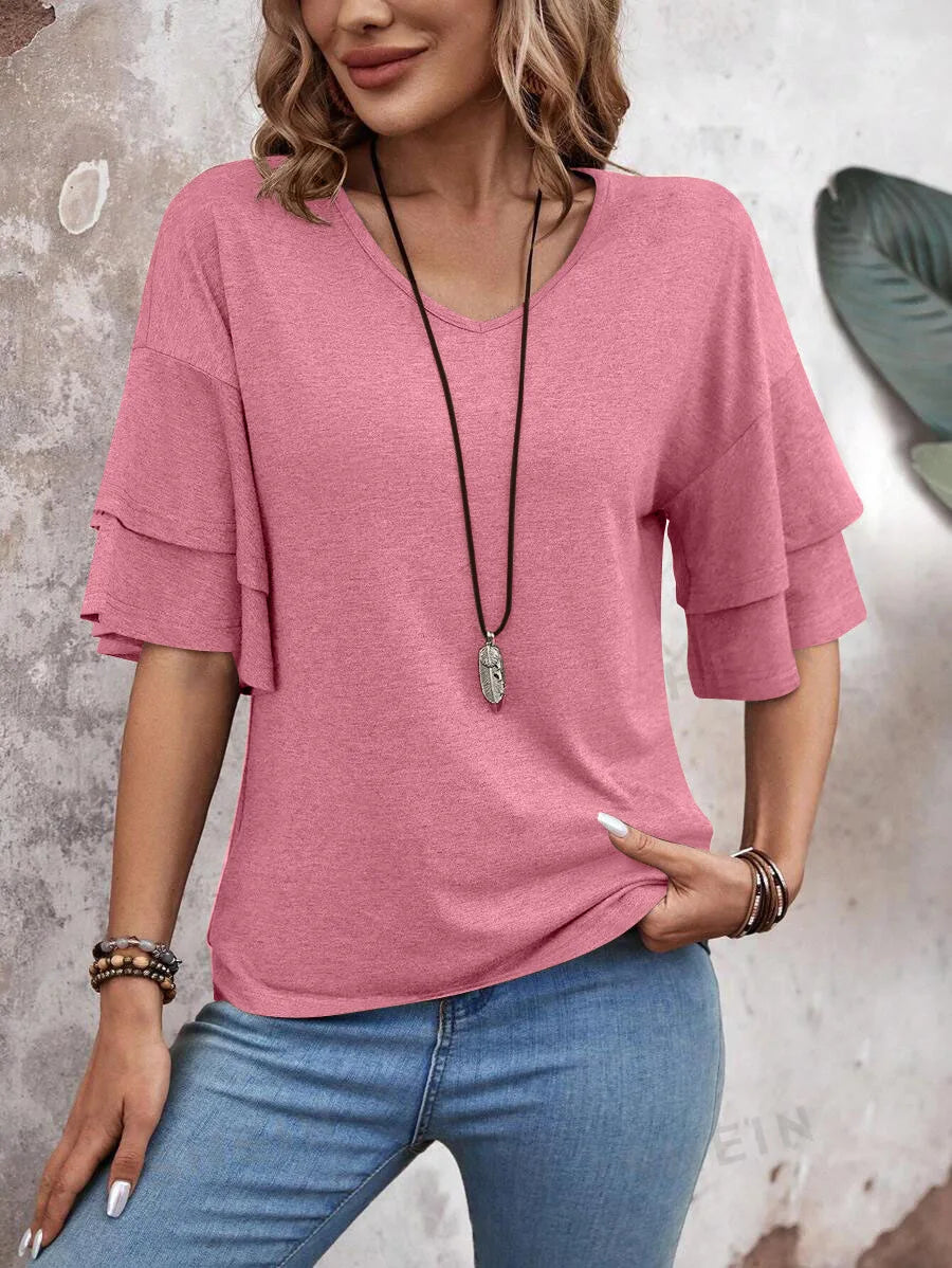 Solid Casual Loose Blouses For Women Fashion 2025 Summer Vintage Women's Oversized Shirts And Blouses Elegant Youth Female Tops