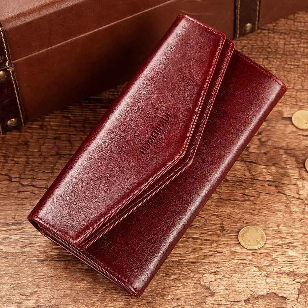 HUMERPAUL Cartera para mujer Capa superior de cuero Bolso largo para teléfono celular con tarjetero RFID de gran capacidad de lujo ﻿ Bolsos de mujer