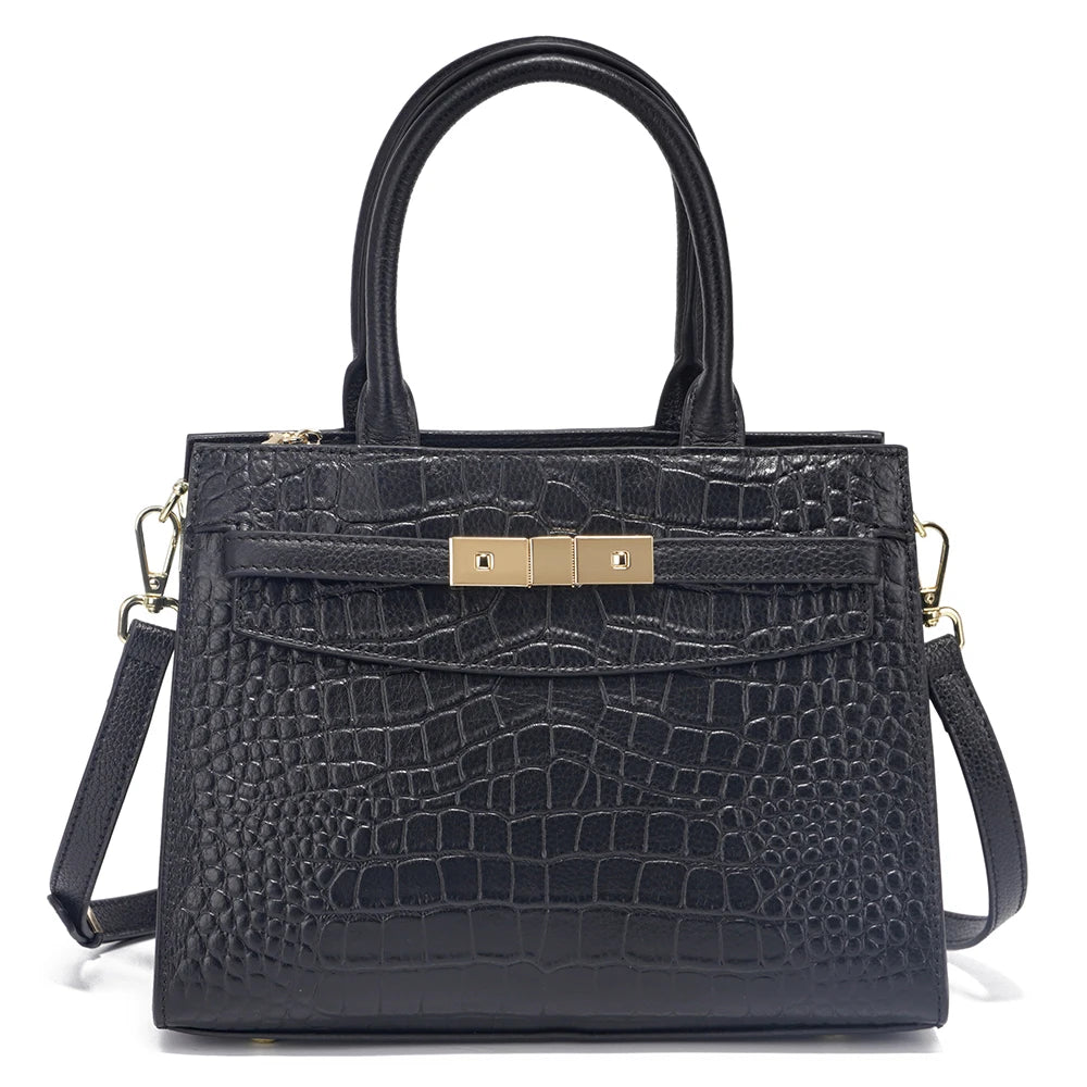 Zency Cowhide High Quality Ladies Handbags Genuine Leather Top-handle Bag For Work Luxury Designer Brand Crossbody Mom Bag