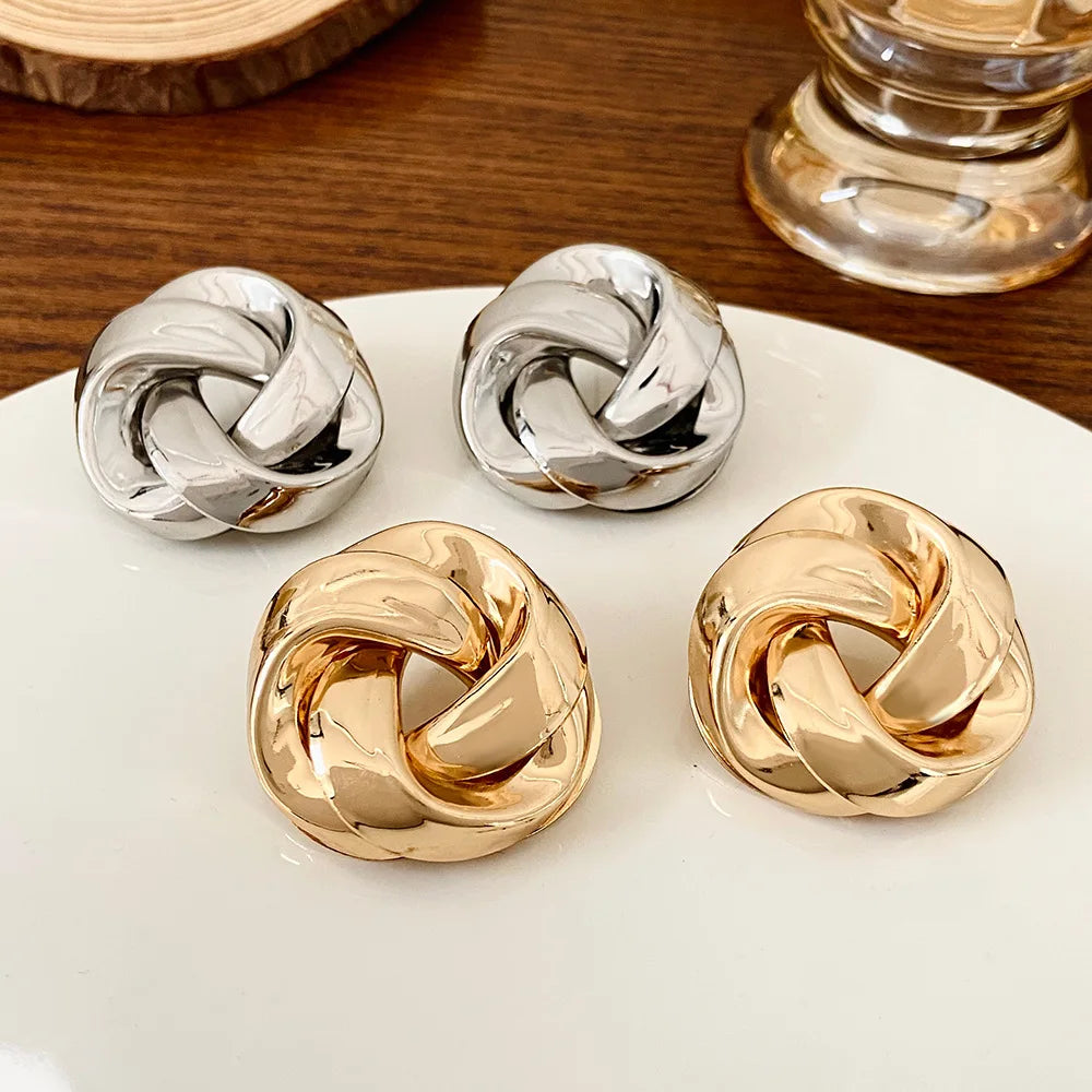 New Big Metal Dangle Earrings for Women Gold Color Spiral Exaggerated Drop Earrings Heavy Ear Jewelry oorbellen voor vrouwen