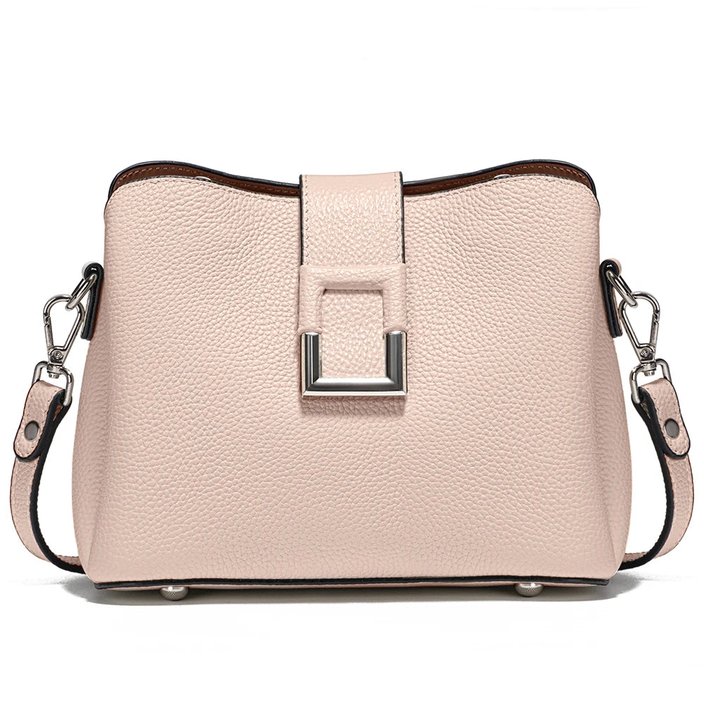 Zency Genuine Leather White Designer Noble Shopper Shoulder Bag Commuter Large Bucket Handbag Women Tote Bucket Cross Body Bag