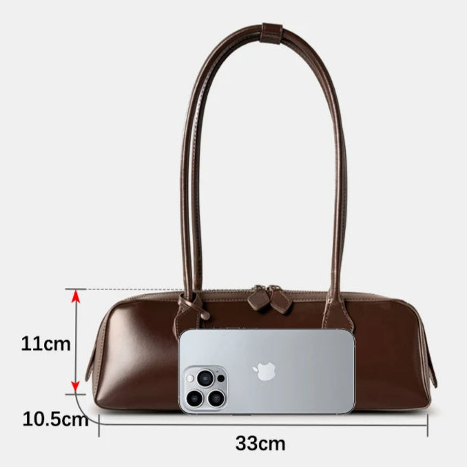 Zency Fashion Designer Underarm Bag Ladies Handbag Premium Oil Wax Leather Shoulder Bag Ladies Satchel French Style New Trendy