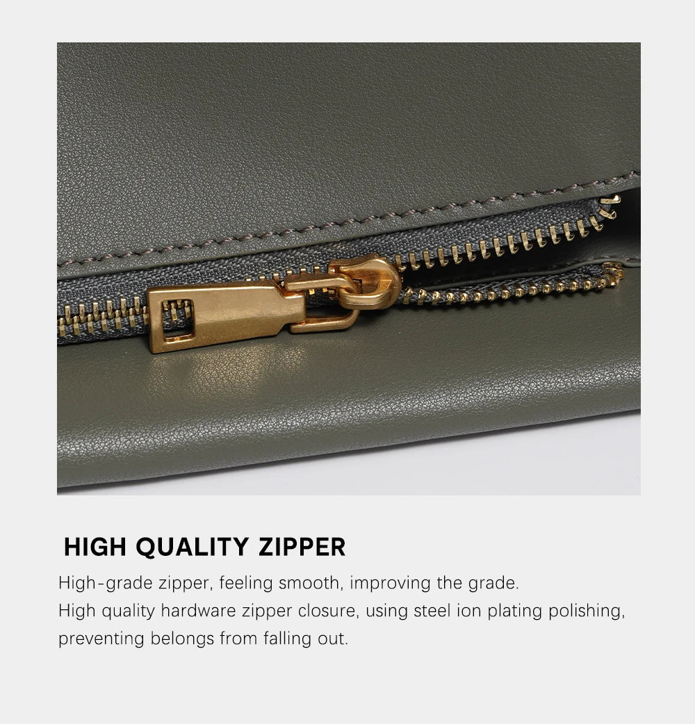 Zency Women's Messenger Bag Soft Genuine Leather Crossbody Bag Satchel Large Capacity Pockets Designer Dark Green Handbag