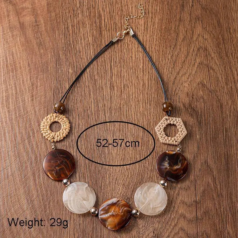 Bohemian Retro Design Round Piece Woven Necklace Women Niche Ethnic Style Holiday Party Jewelry Accessories Gifts