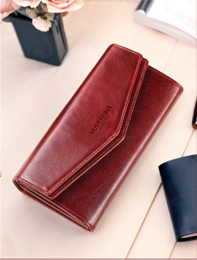 HUMERPAUL Cartera para mujer Capa superior de cuero Bolso largo para teléfono celular con tarjetero RFID de gran capacidad de lujo ﻿ Bolsos de mujer