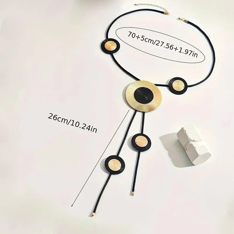 Metal Round Sunflower Decorative Y-shaped Necklace For Women Exaggerated Style Retro Body Chain Fashion Jewelry DN001