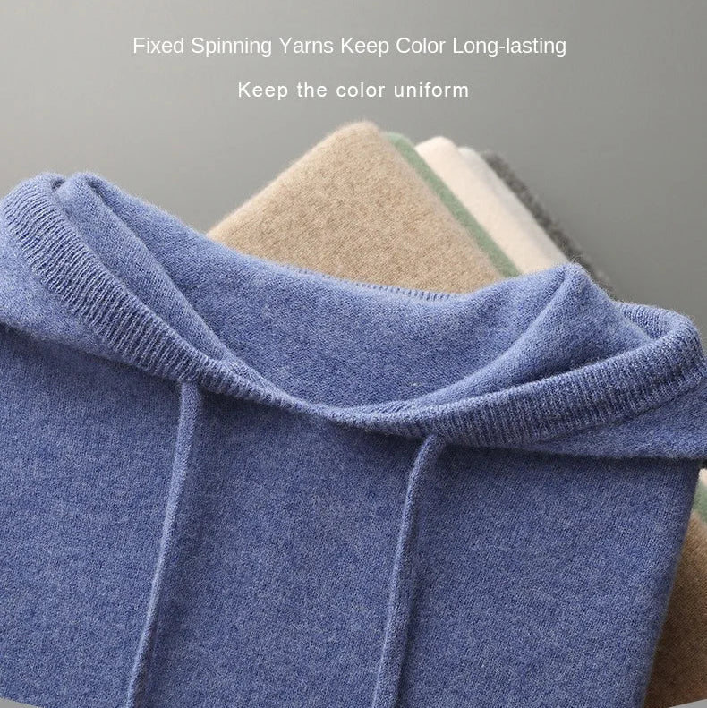 Men's female cashmere One-piece ready-to-wear Hoodie 100% Merino Wool Knitted Sweatshirt Autumn Winter Casual Large Top Long