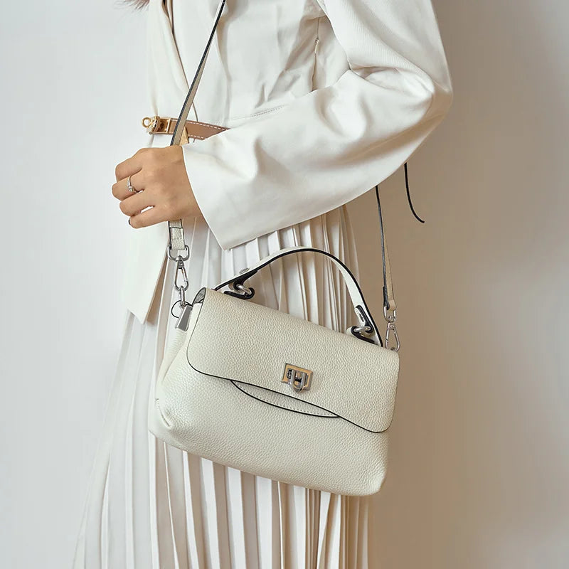 Zency Women Genuine Leather Top-handle Bag Envelope Bags Luxury Designer Shoulder Handbag Ladies Elegant Crossbody For Ladies