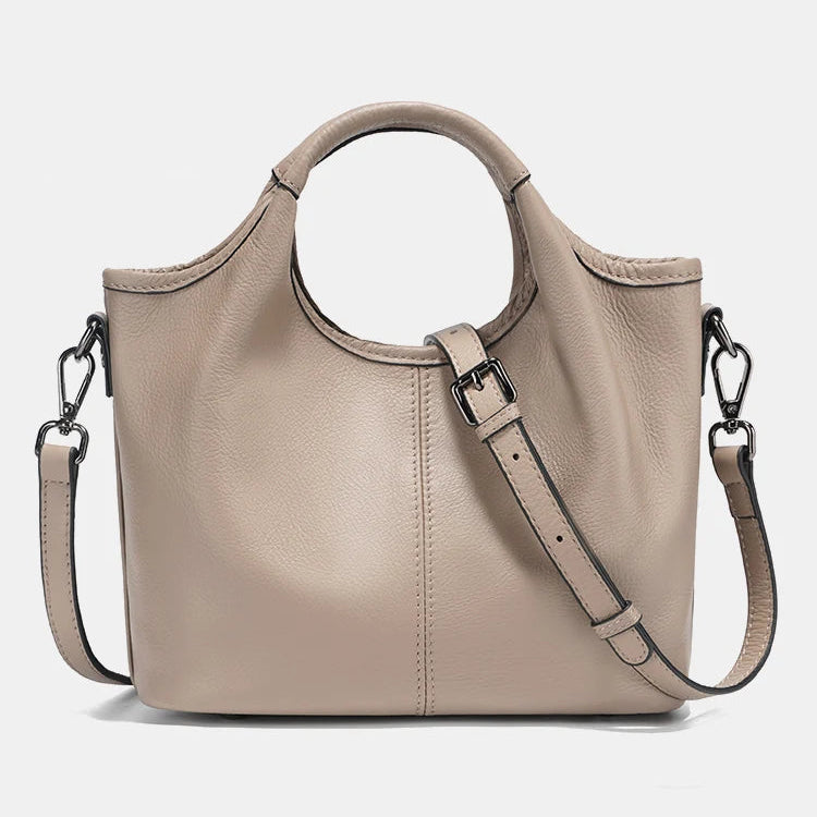 Zency Vintage Leather Shoulder Bag for Women Small Designer Khaki Tote Crossbody Hobo Handbag Large Capacity for Shopper