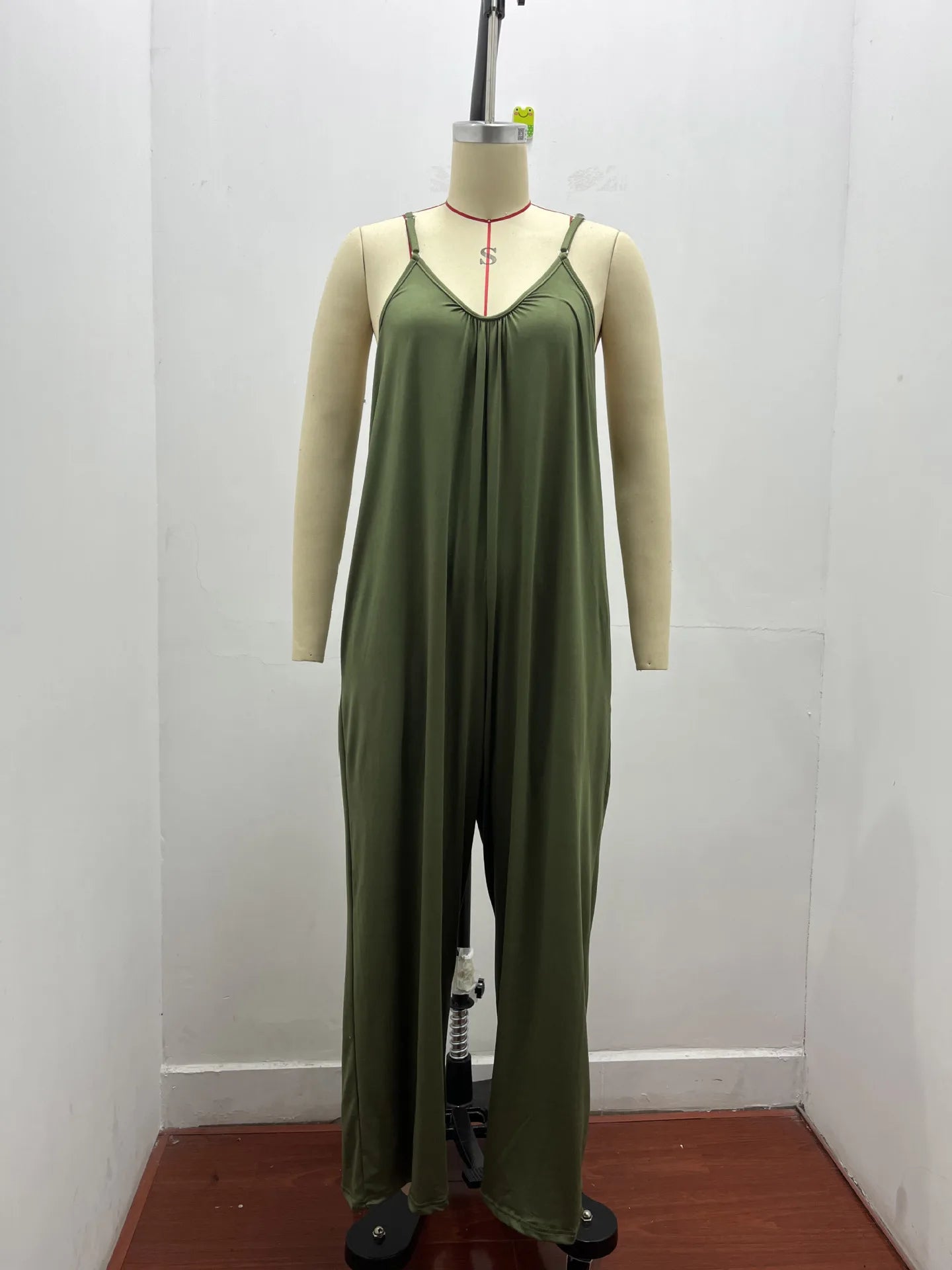 Mono de camisola para mujer, peto holgado informal con bolsillo de Color liso, rojo sin mangas, Sexy, versátil, novedad de verano 2024