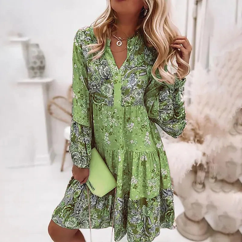 Women's Printed Patchwork ort Dr Summer High Waist Knitted Polyester Fiber Thiened Basic Sle Chinese Production